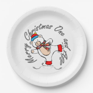 Assiettes En Carton Patinage sur glace Ours polaire Noël