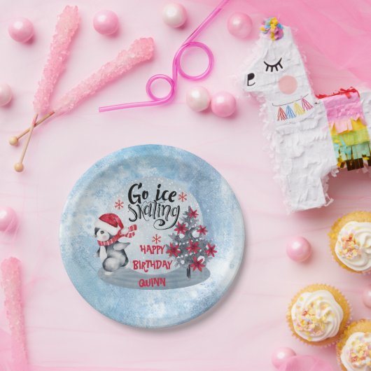 Assiettes En Carton Patinage sur glace Penguin Fête d'anniversaire (Fête)