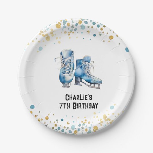 Assiettes En Carton Patinage sur glace Plaque d'anniversaire, Patinage (Devant)