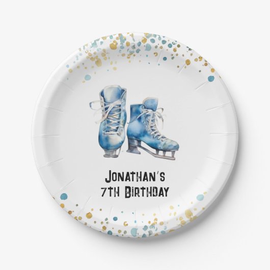 Assiettes En Carton Patinage sur glace Plaques d'anniversaire, Hockey  (Devant)