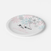 Assiettes En Carton Patinage sur glace Snowflakes Pink bleu argent par (Angle)