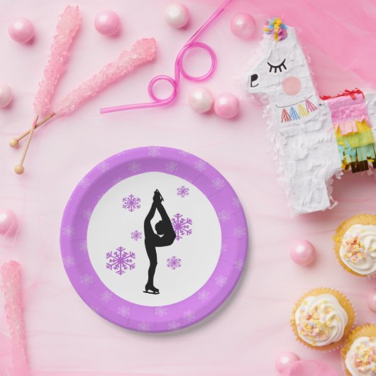 Assiettes En Carton Patinage sur glace sur neige violette (Fête)