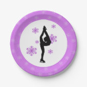 Assiettes En Carton Patinage sur glace sur neige violette (Devant)