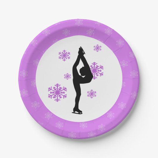 Assiettes En Carton Patinage sur glace sur neige violette (Devant)