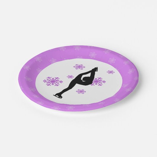 Assiettes En Carton Patinage sur glace sur neige violette (Angle)