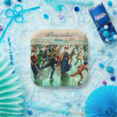 Assiettes En Carton Patinage sur glace victorien scène hivernale vinta (Fête)