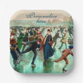 Assiettes En Carton Patinage sur glace victorien scène hivernale vinta (Recto)