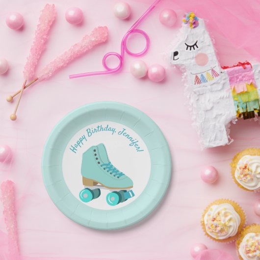 Assiettes En Carton Patinage turquoise Graphic Roller Patinage à thème (Fête)