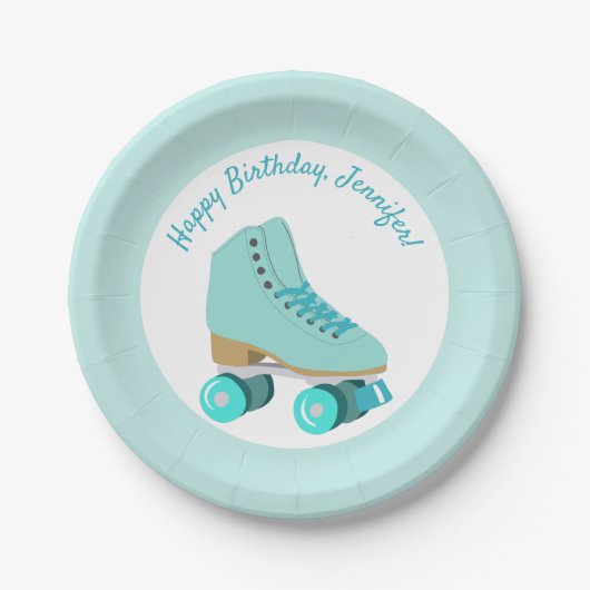 Assiettes En Carton Patinage turquoise Graphic Roller Patinage à thème (Devant)