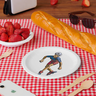 Assiettes En Carton Patineur en ligne Cool Rétro Rollerblading