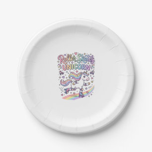Assiettes En Carton Patins à roulettes Licorne Autocollant ludique Lic