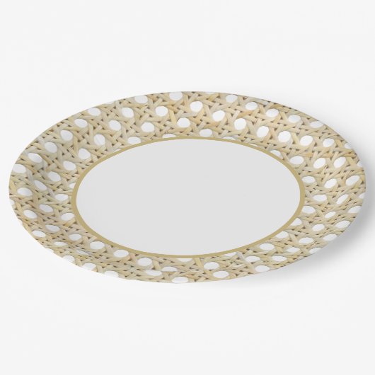 Assiettes En Carton Patio de l'île | Rotin naturel (Angle)