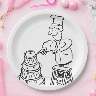 Assiettes En Carton Pâtissier Décorant un Gâteau Géant