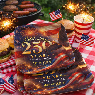 Assiettes En Carton Patriotic 250th Anniversary