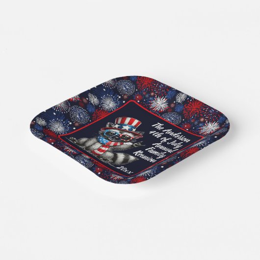 Assiettes En Carton Patriotic Raccoon 4 juillet (Angulaire)