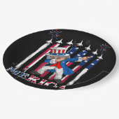 Assiettes En Carton Patriotic Uncle Sam Dabbing 4th of July (Angle)