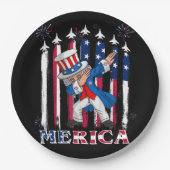 Assiettes En Carton Patriotic Uncle Sam Dabbing 4th of July (Devant)