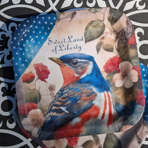 Assiettes En Carton Patriotique Américain Robin Vintage 4 juillet
