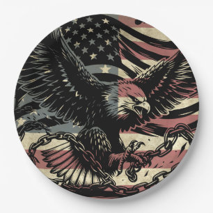 Assiettes En Carton Patriotique de l'aigle à drapeau américain