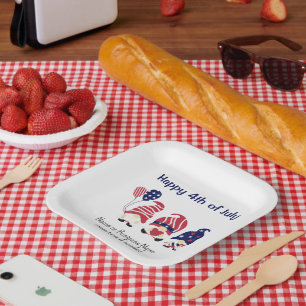 Assiettes En Carton Patriotique Gnomes Stars & Stripes 7 en Carré Part