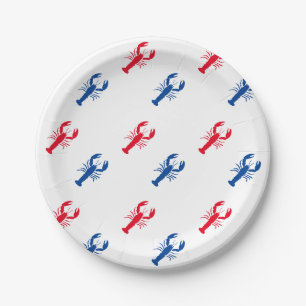 Assiettes En Carton Patriotique motif de homard rouge blanc et bleu