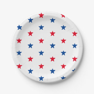 Assiettes En Carton Patriotique rouge blanc bleu étoiles fun fête de v
