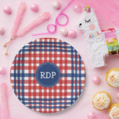 Assiettes En Carton Patriotique rouge blanc et bleu Plaid personnalisé (Fête)