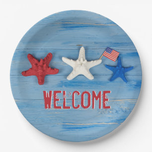 Assiettes En Carton Patriotique Starfish