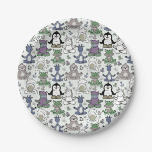 Assiettes En Carton Patter les yoga poses Yoga seamless pattern 66