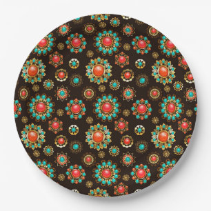 Assiettes En Carton Pattern de Ethnic Brooches Seamless