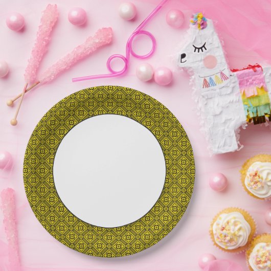Assiettes En Carton Pattern de Medieval Yellow (Fête)
