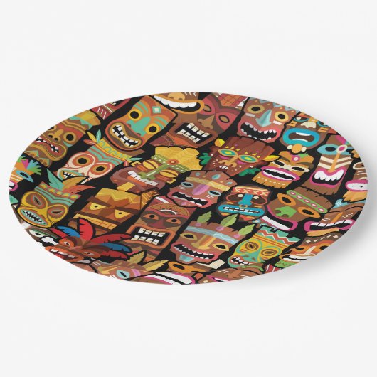 Assiettes En Carton Pattern de Tiki (Angle)