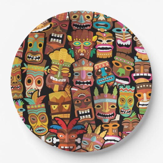 Assiettes En Carton Pattern de Tiki (Devant)