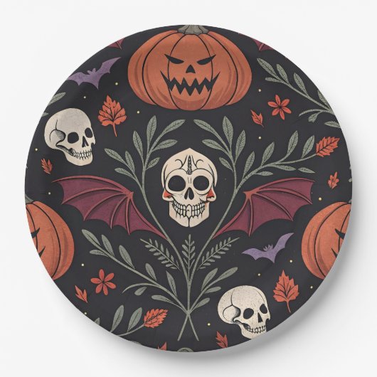 Assiettes En Carton Pattern d'Halloween (Devant)