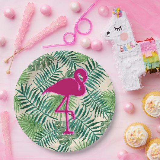 Assiettes En Carton Pattern et Pink Flamingo (Fête)