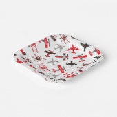 Assiettes En Carton Pattern Red and Black WWII (Angulaire)