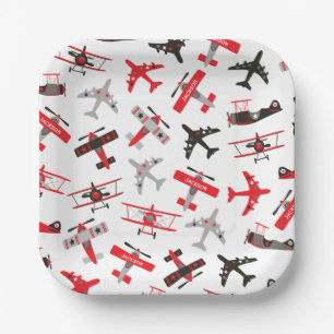 Assiettes En Carton Pattern Red and Black WWII