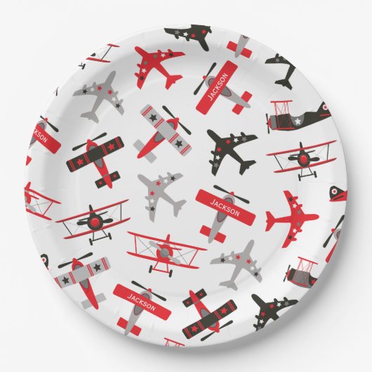 Assiettes En Carton Pattern Red and Black WWII (Devant)