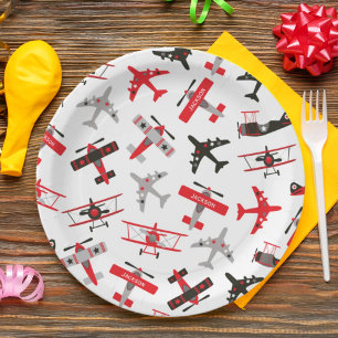 Assiettes En Carton Pattern Red and Black WWII