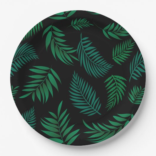 Assiettes En Carton Pattern Tropical Leaves (Devant)