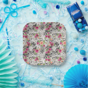 Assiettes En Carton Pattern with Animal Prints
