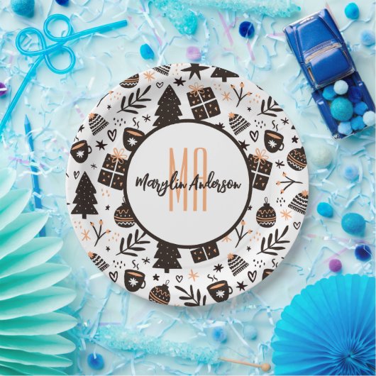 ASSIETTES EN CARTON PATTERNES MONOGRAM DE CHRISTMAS (Fête)