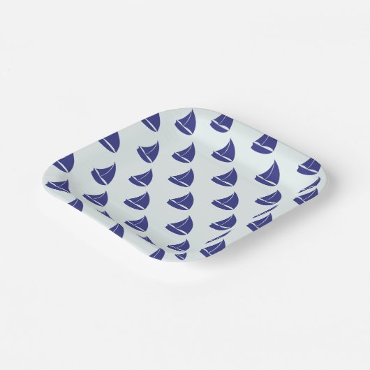 Assiettes En Carton Patterns bleus (Angulaire)