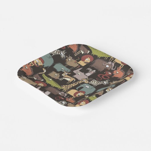 Assiettes En Carton Patterns d'African Animals (Angulaire)