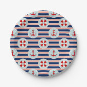 Assiettes En Carton Patterns de Nautical Stripes and Dots (Devant)