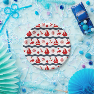 Assiettes En Carton Patterns maritimes