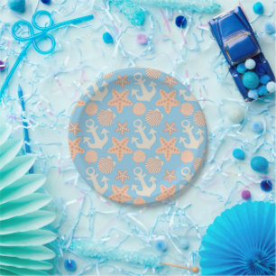 Assiettes En Carton Patterns pastel nautical