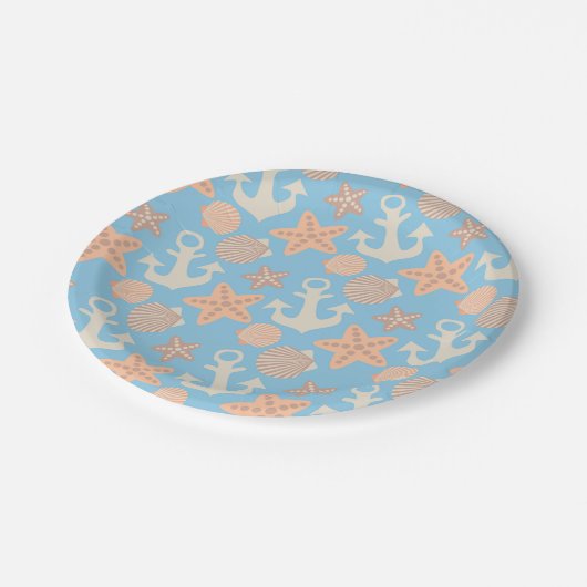 Assiettes En Carton Patterns pastel nautical (Angle)