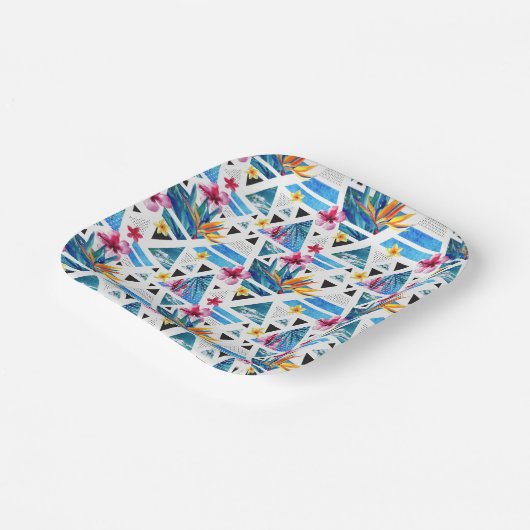 Assiettes En Carton Patters de Geometric Tropical (Angulaire)