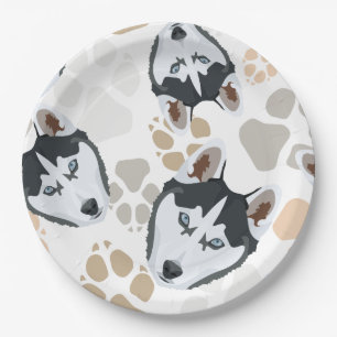 Assiettes En Carton Pattes de chien de motif enrouées